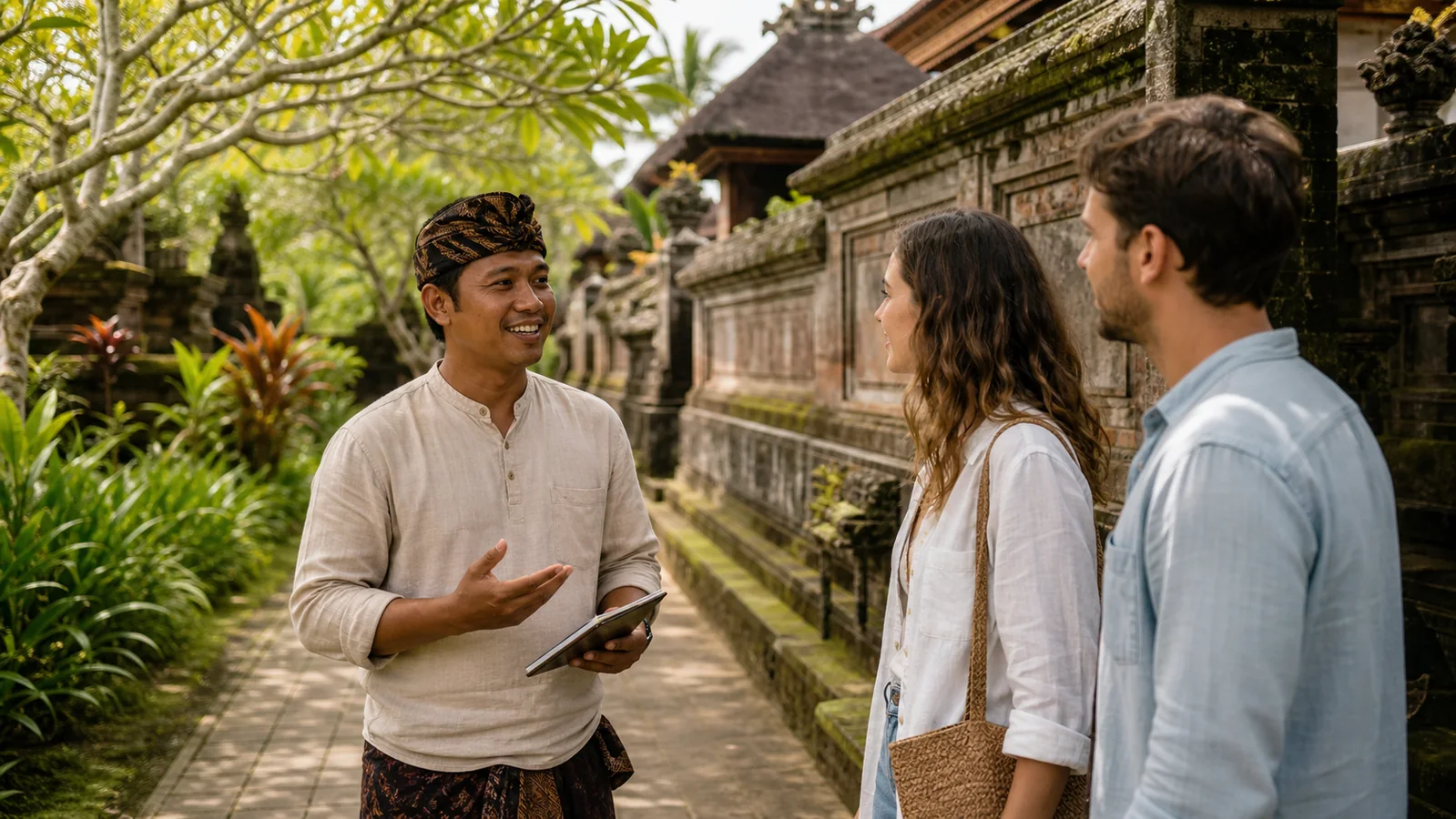 Travellers meeting a local Bali guide